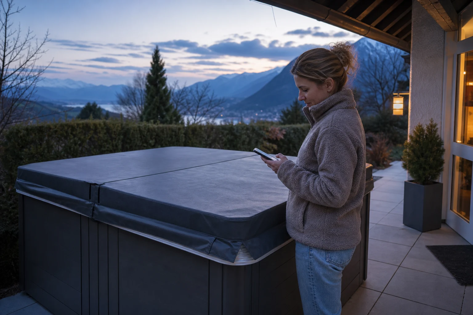 Carnet d’observations et agenda près d’un spa extérieur